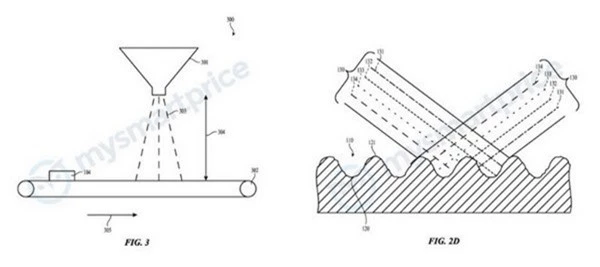 Hình ảnh minh họa trong bằng sáng chế mới của Apple cho thấy lớp vỏ iPhone sẽ đổi màu sắc khi thay đổi góc nhìn