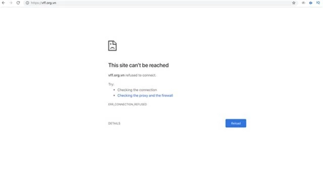 Trang chủ VFF không thể truy cập