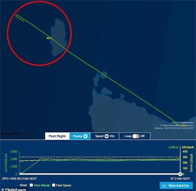 Lộ trình của máy bay (Ảnh: FlightAware)