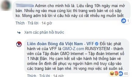 VFF đã từng tự tin về hệ thống bán vé trực tuyến của mình