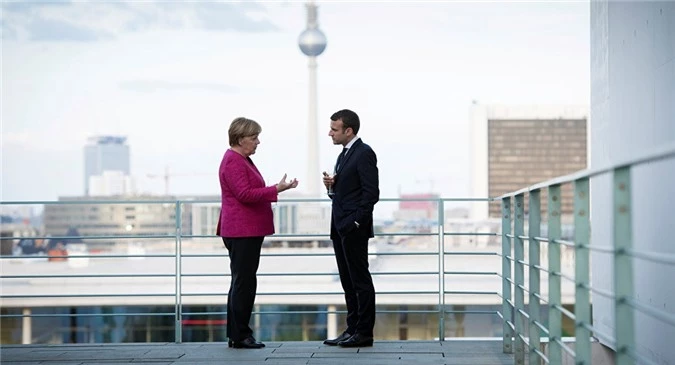 Thủ tướng Đức Merkel và Tổng thống Pháp Macron tại Berlin hồi tháng 5/2017. 
