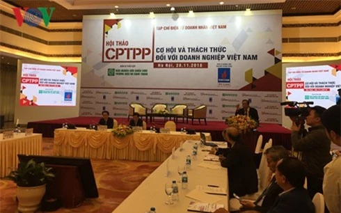 Hội thảo CPTPP – Cơ hội và thách thức đối với doanh nghiệp Việt Nam diễn ra tại Hà Nội sáng 28/11. (Ảnh: VOV)