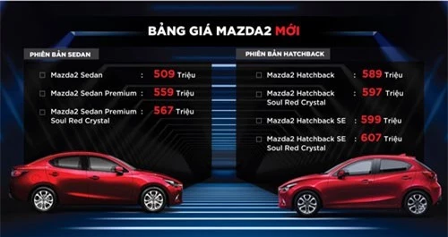 Giá bán Mazda 2 2018.
