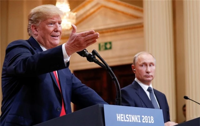  Tổng thống Mỹ Donald Trump và Tổng thống Nga Vladimir Putin tại cuộc họp báo sau hội nghị thượng đỉnh ở Helsinki hồi tháng 7/2018. (Ảnh: Reuters) 