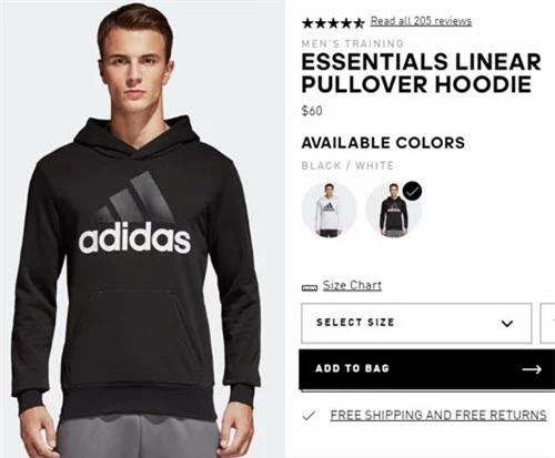 Áo hoodie nam nữ của Adidas được bán với giá dưới 2 triệu đồng.