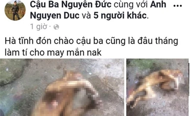 
Dòng trạng thái trên Facebook của Cậu Ba Nguyễn Đức khoe cảnh giết khỉ để tiếp bạn
