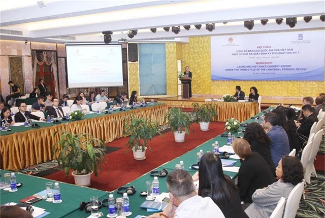 Hội thảo công bố Báo cáo quốc gia theo Cơ chế Rà soát UPR chu kỳ III của Hội đồng Nhân quyền Liên hợp quốc, diễn ra tại Hà Nội ngày 3/12