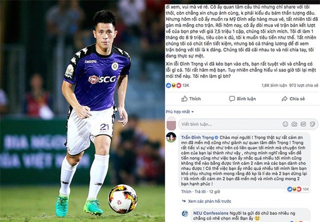 Tuyển thủ Đình Trọng tư vấn cho cặp đôi suýt tan vỡ vì hâm mộ mình thái quá