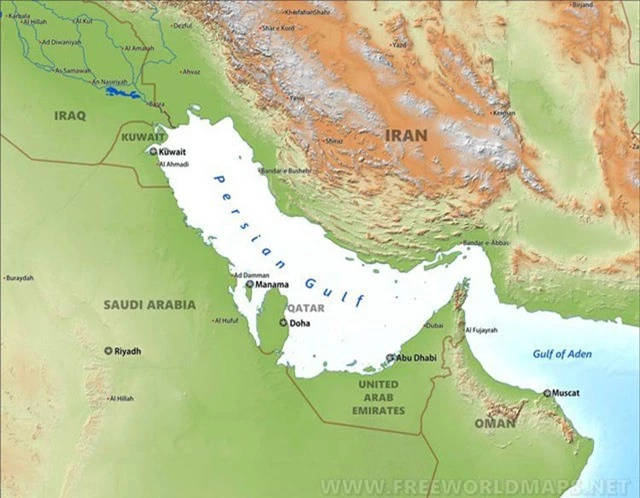  Bản đồ vịnh Ba Tư (Ảnh: FWM) 