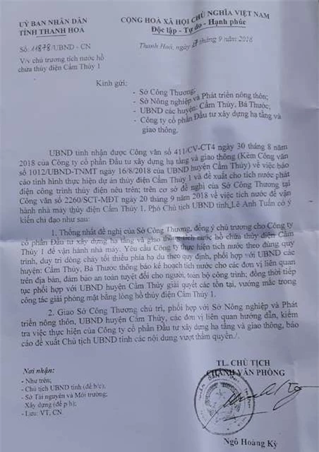 CV "bật đèn xanh" của UBND tỉnh Thanh Hóa.