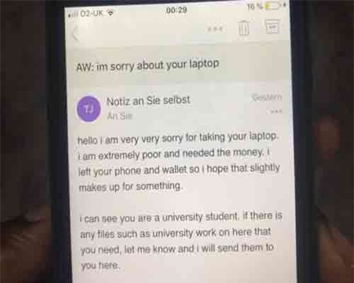 Trộm máy tính, tên trộm 'tử tế' gửi email xin lỗi