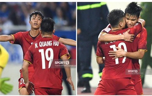 Fan soi khoảnh khắc đáng yêu: Mới lao đến ôm Văn Đức, Quang Hải đã "trở mặt" sà vào lòng Văn Hậu