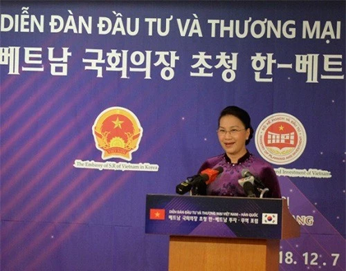 Chủ tịch Quốc hội Nguyễn Thị Kim Ngân phát biểu tại Diễn đàn Đầu tư và Thương mại Việt Nam - Hàn Quốc