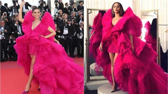  Beyonce không phải người đầu tiên mặc bộ váy lộng lẫy này mà cách đây 7 tháng, tại LHP Cannes uy tín, minh tinh Ấn Độ Deepika Padukone cũng từng chọn thiết kế tương tự 