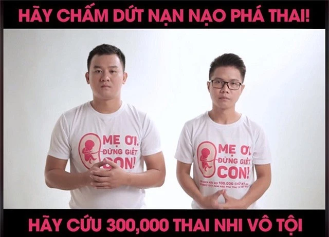  Hai chàng trai Hoàng Thạch và Huỳnh Hà phát động chiến dịch “Mẹ ơi đừng giết con” (Ảnh chụp màn hình) 