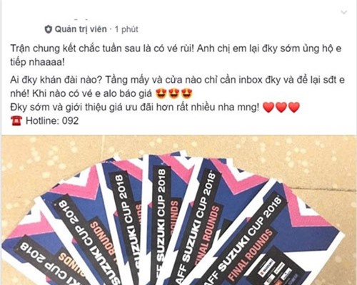 Phe vé nô nức chào giá 8-10 triệu đồng/cặp vé trận chung kết AFF Suzuki Cup 2018
