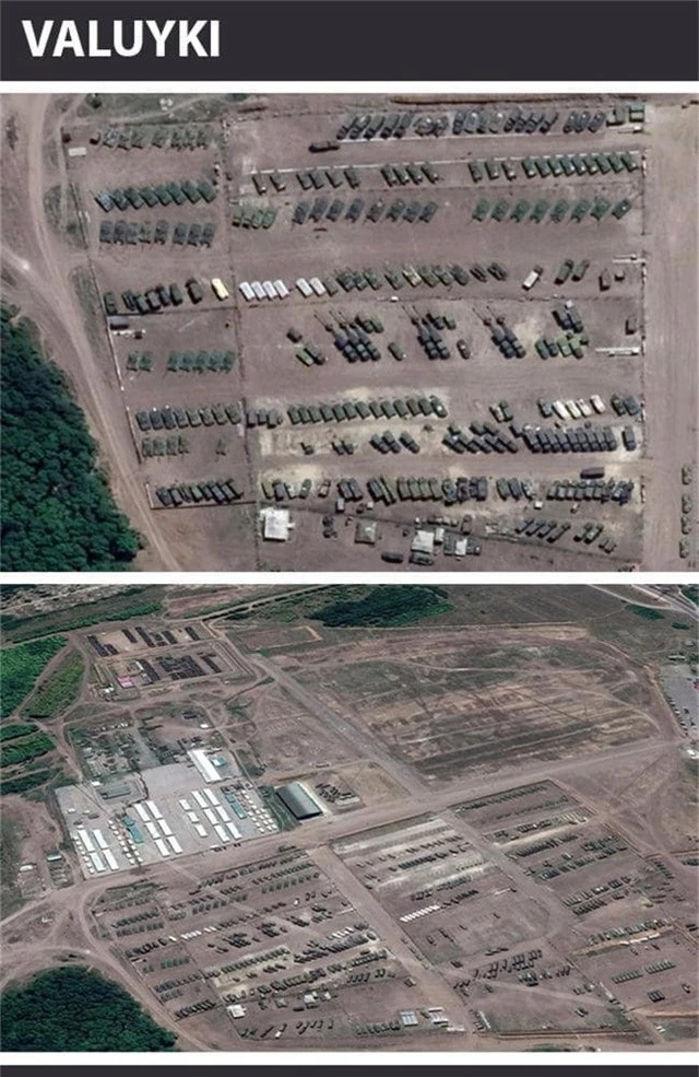  Các khí tài quân sự Nga tập kết tại Valuyki, Belgorod Oblast. (Ảnh: Google Earth) 