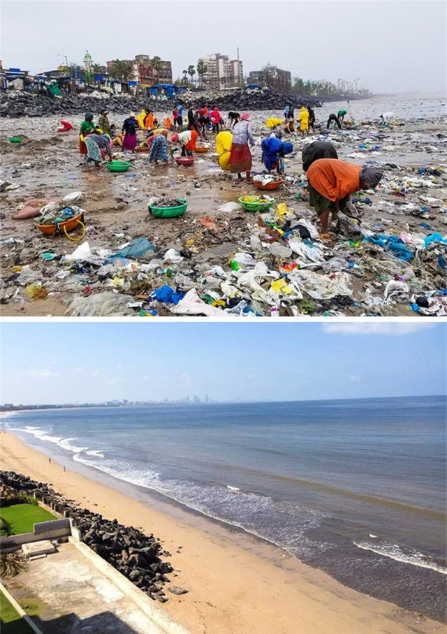 Người dân Ấn Độ cùng chung tay dọn sạch 5 tấn rác trên bãi biển và thành quả thật mỹ mãn!