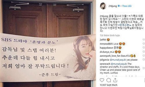 Phim bị Đội tuyển Việt Nam "chiếm sóng", Lee Min Jung vẫn lên mạng chúc đội tuyển trận cầu chiến thắng