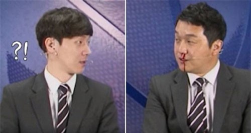 Chảy máu mũi ròng ròng, bình luận viên vẫn bình tĩnh dẫn chương trình trực tiếp