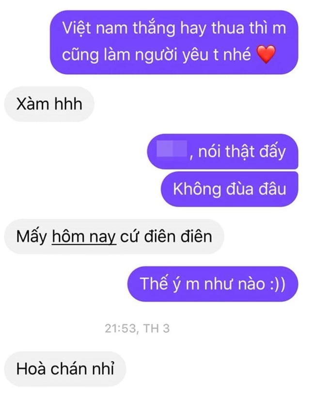 Tỏ tình với crush theo kiểu dù Việt Nam thắng hay thua thì hãy yêu nhau nhé, chàng trai nhận ngay cái kết bất ngờ - Ảnh 2.