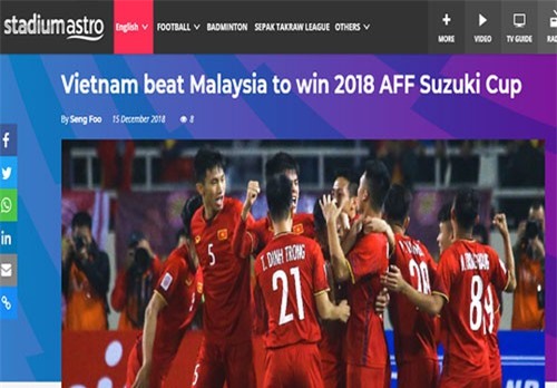 Báo đài, cổ động viên khắp Đông Nam Á đồng loạt đưa tin chúc mừng đội tuyển Việt Nam vô địch AFF Cup 2018