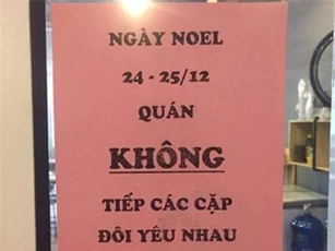 Quán cà phê treo biển 'Noel không tiếp các cặp đôi' hút dân mạng