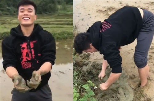 Clip: Thủ thành Bùi Tiến Dũng khoe tài bắt lươn cực đỉnh