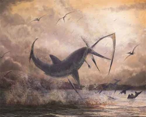 Minh họa cú “bay” và đớp mồi cực mạnh của cá mập thời tiền sử. Ảnh: illustration