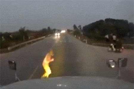 Clip: Cụ ông may mắn thoát chết khi qua đường ẩu trước đầu container