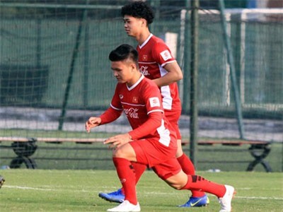 Quang Hải trở lại tập luyện cùng đội tuyển Việt Nam