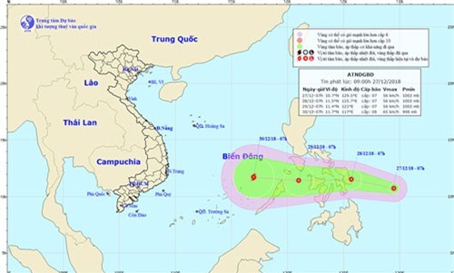 Áp thấp gần Biển Đông, khả năng mạnh lên thành bão