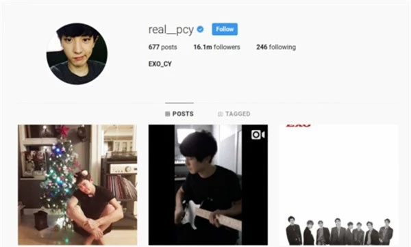 Park Chanyeol dẫn đầu Hàn Quốc về lượng followers trong ngày 27/12 với16.163.684 người theo dõi.