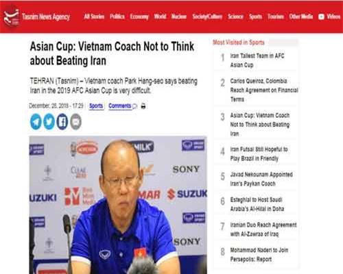HLV Park Hang Seo: 'Đánh bại Iran ở Asian Cup là điều quá khó'