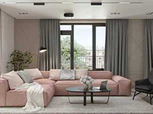 Căn hộ trang trí bằng màu hồng khéo léo