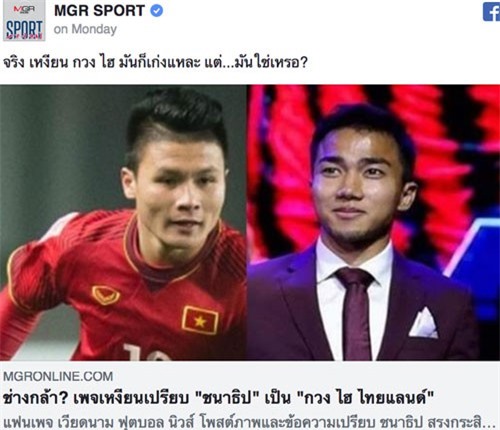 Người Thái bức xúc khi Chanathip bị ví là "Quang Hải của Thái Lan"