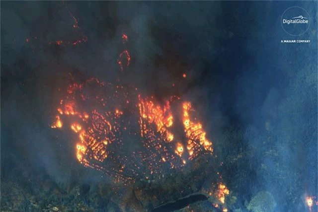  Cháy rừng dữ dội tại Paradise, California (Mỹ) trong một bức ảnh chụp ngày 9/11. Hàng loạt vụ cháy rừng đã xảy ra tại California và các bang lân cận trong năm 2018, gây thiệt hại lên tới hàng tỷ USD. 
