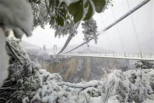 Cầu kính cao nhất thế giới tạm ngừng hoạt động do băng tuyết