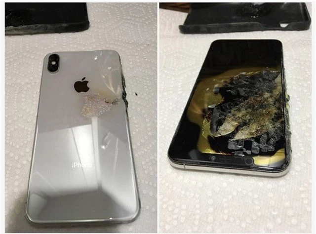 Chiếc iPhone XS Max bị hư hại sau khi bất ngờ bốc cháy