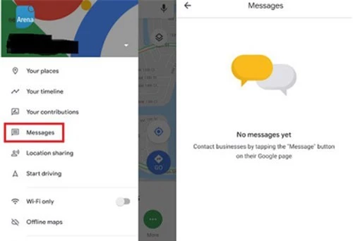 Tính năng Messages trên Google Maps cho phép người dùng liên hệ trực tiếp với doanh nghiệp.