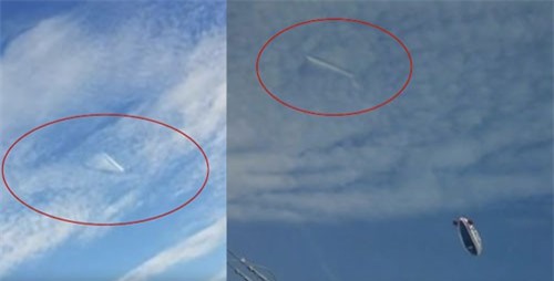 Vật thể nghi UFO tam giác ẩn hiện trong mây gây choáng