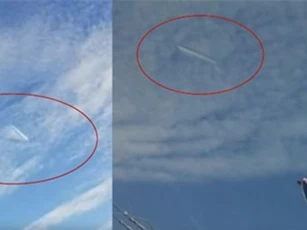 Vật thể nghi UFO tam giác ẩn hiện trong mây gây choáng