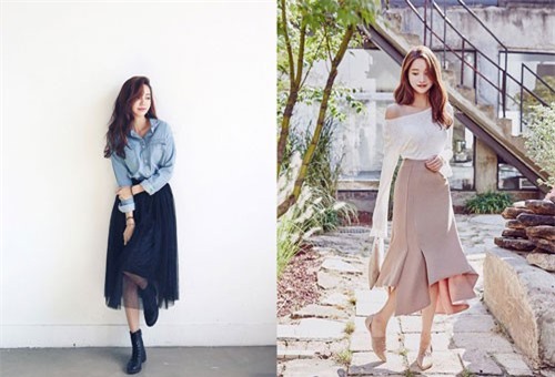 7 cách mix đồ với chân váy midi dáng dài xuống phố dịu dàng