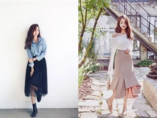 7 cách mix đồ với chân váy midi dáng dài xuống phố dịu dàng