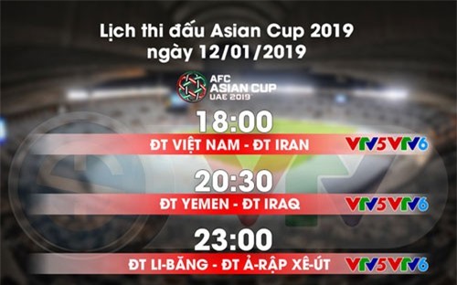 Lịch thi đấu và trực tiếp Asian Cup 2019 ngày 12/01: ĐT Việt Nam ra quân trận thứ 2