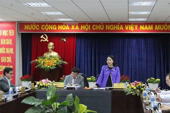 Bộ trưởng Nguyễn Thị Kim Tiến phát biểu ý kiến tại buổi làm việc (Ảnh: VH)