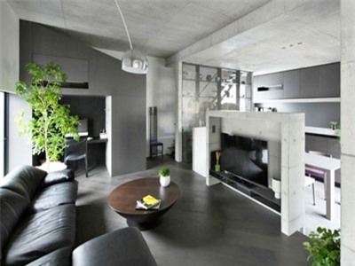 Căn hộ phá cách khi giữ nguyên tường xi măng