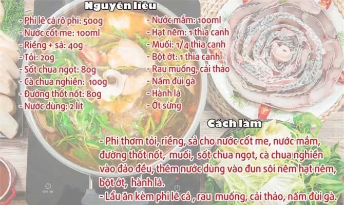 Lẩu cá me cay nồng cho cả nhà xuýt xoa.