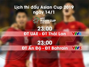 Lịch thi đấu và trực tiếp Asian Cup 2019 ngày 14/1: UAE – ĐT Thái Lan, ĐT Ấn Độ - ĐT Bahrain