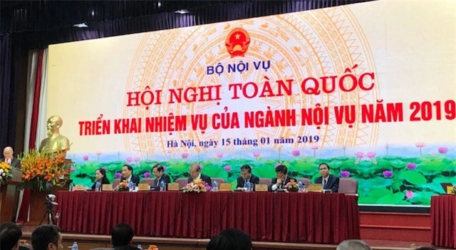 Hội nghị trực tuyến toàn quốc triển khai công tác ngành Nội vụ năm 2019. (Ảnh: TTXVN)